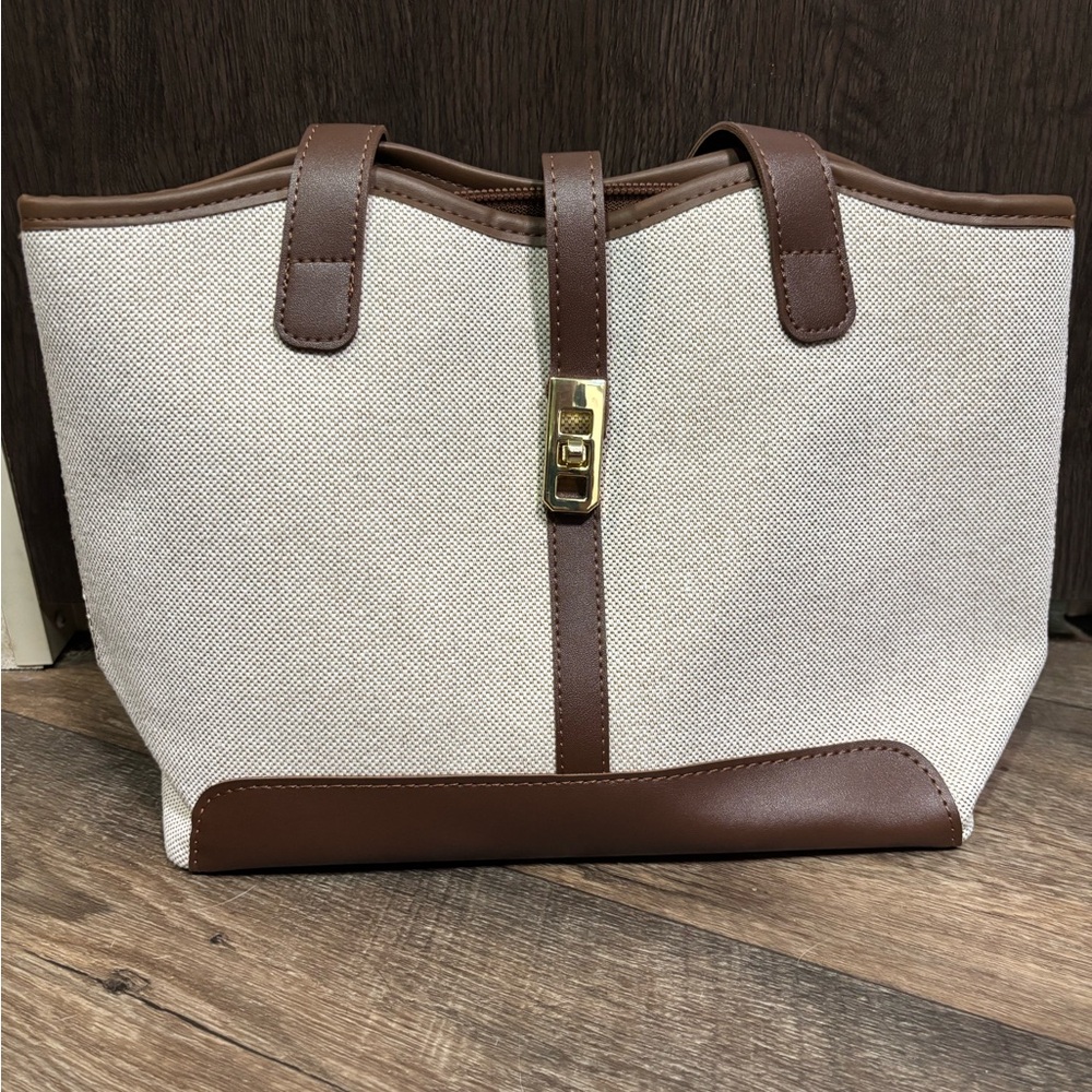 Elegant Brown and Cream Tote Bag